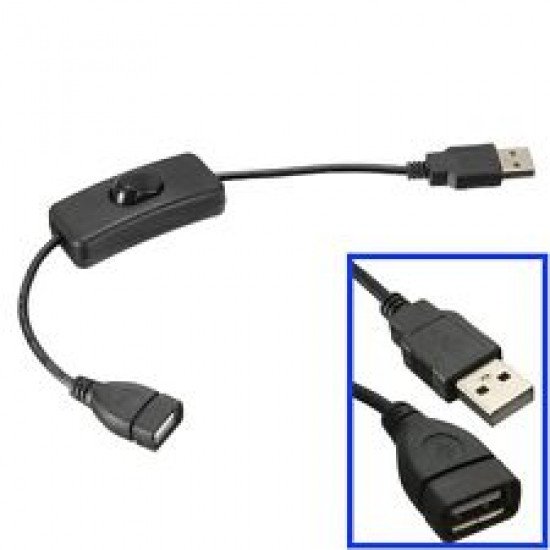 Câble d'alimentation USB mâle-femelle avec commutateur 30cm