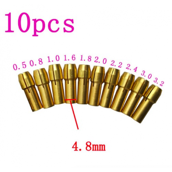 10pcs forets de mandrin à pince  en bronze  0.5-3.2mm