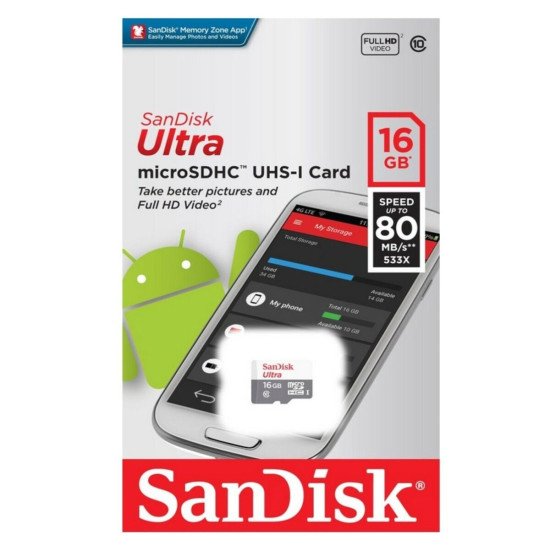 Carte mémoire microSDHC 16GB SANDISK