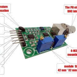 Module de capteur de détection de valeur de PH0-14 liquide diymore avec sonde d'électrode de PH BNC 