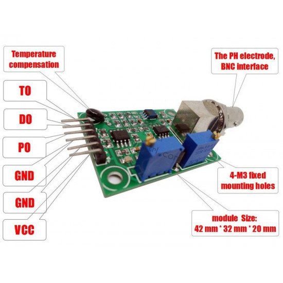 Module de capteur de détection de valeur de PH0-14 liquide diymore avec sonde d'électrode de PH BNC 