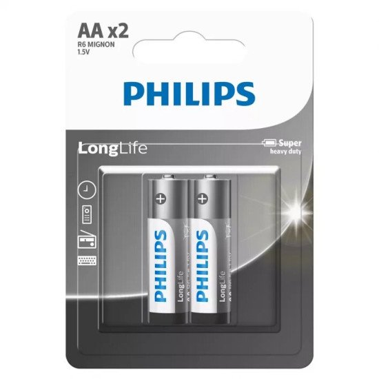 PILES PHILIPS LONGLIFE AAX2 1.5V