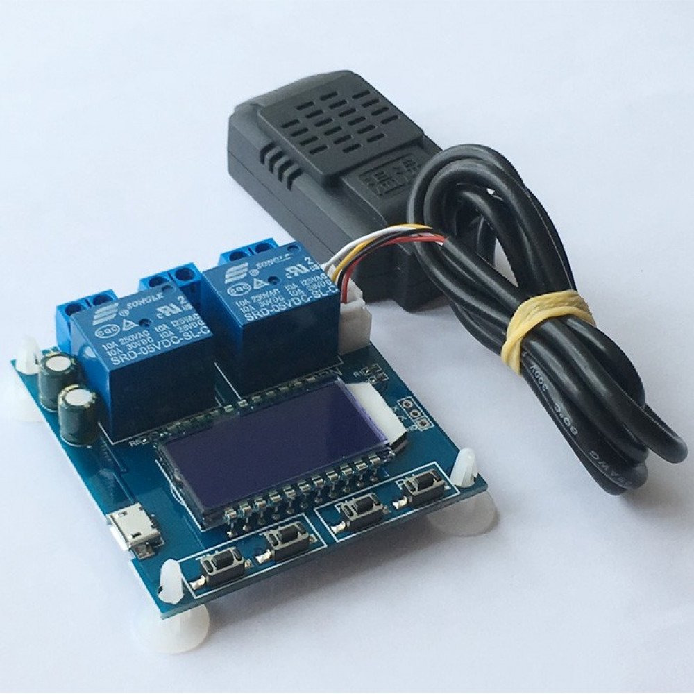 Temperature and humidity Controller with LCD, 2 relays and Sensor
