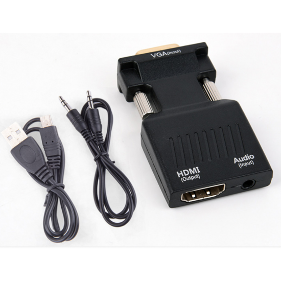 Adaptateur convertisseur VGA vers HDMI avec câble d'alimentation audio