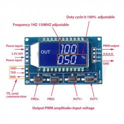 Générateur de signaux PWM Fréquence d'impulsion 1hz-150kHz 3.3V-30V  Générateur de signaux PWM Fréquence d'impulsion 1hz-150kHz 3.3V-30V