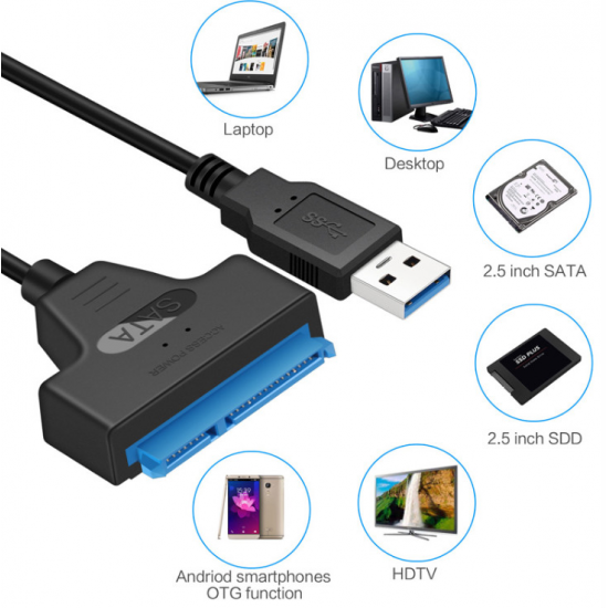 Câble SATA USB 3.0 à 22 broches