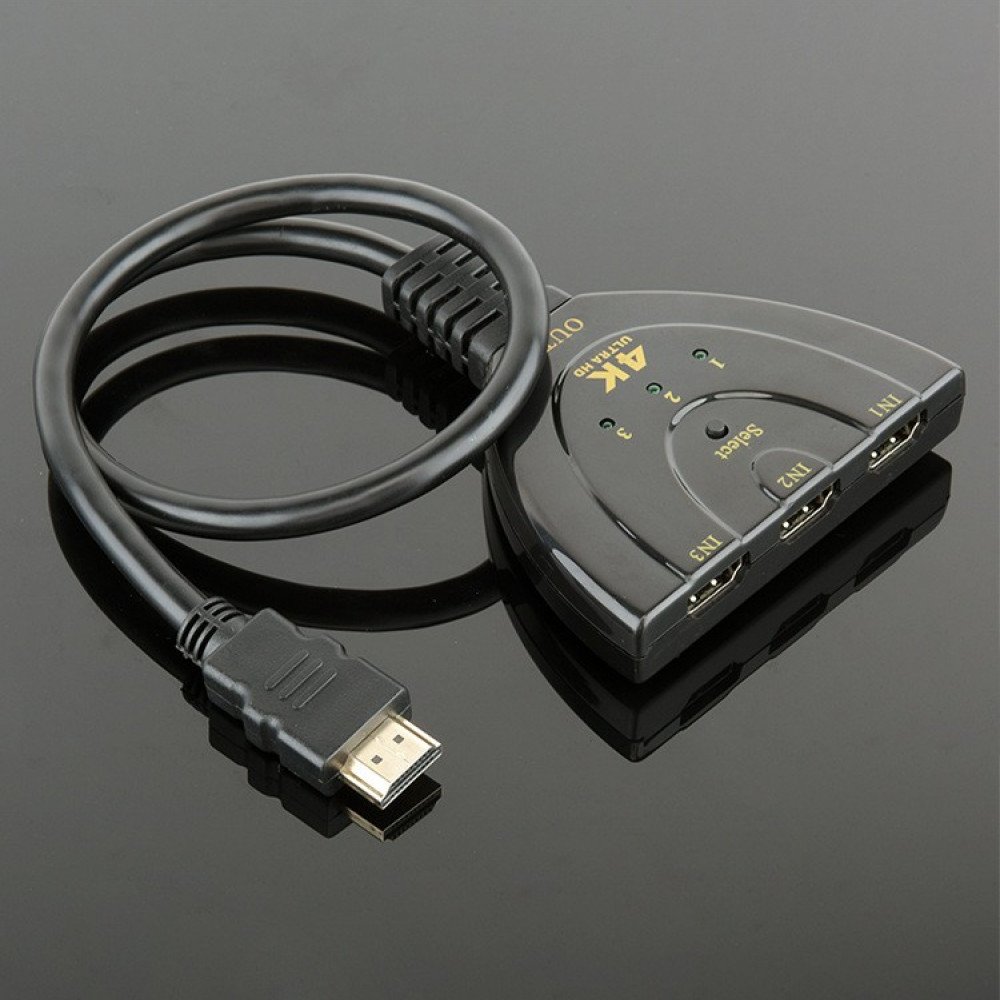 3 Port HDMI Splitter 4K*2K HD TV Adapter Cable 3 IN 1 Out