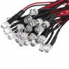 3mm Diode LED Précâblé blanc  3-12V  Avec 20 CM Cable