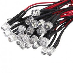 3mm Diode LED Précâblé blanc  3-12V  Avec 20 CM Cable 3mm Diode LED Précâblé blanc  3-12V  Avec 20 CM Cable