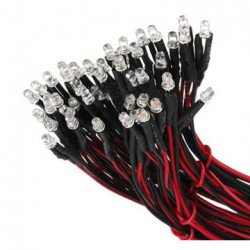 3mm Diode LED Précâblé blanc  3-12V  Avec 20 CM Cable 3mm Diode LED Précâblé blanc  3-12V  Avec 20 CM Cable