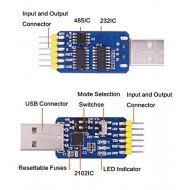 Module Convertisseur 6 en 1 CP2102 USB à TTL 485 232 3.3v/5v 