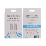 20V 3A 60W Câble de charge rapide PD Type-C à Type-C PD 1M