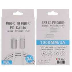 20V 3A 60W Câble de charge rapide PD Type-C à Type-C PD 1M 20V 3A 60W Câble de charge rapide PD Type-C à Type-C PD 1M