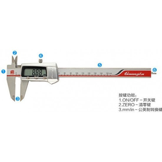 Stainless steel digimatic digital caliper, 0 - 150MM - 6 inch