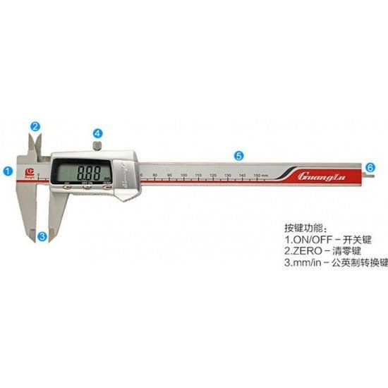 Stainless steel digimatic digital caliper, 0 - 150MM - 6 inch Stainless steel digimatic digital caliper, 0 - 150MM - 6 inch