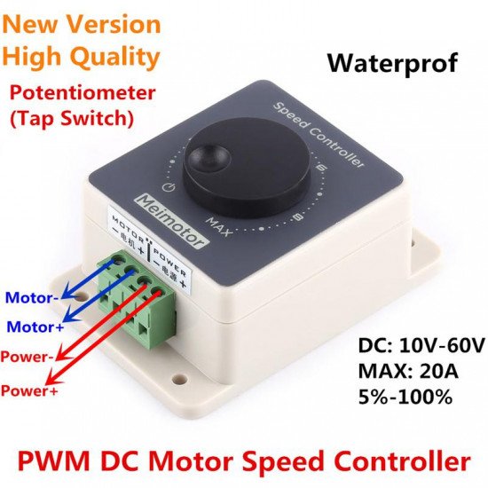 Régulateur de contrôleur de vitesse de moteur à courant continu DC 10-60V 10A