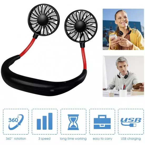 Ventilateur Portable Rechargeable USB - 4 Vitesses, Batterie 2600mAh, Autonomie Jusqu'à 16h - Compact, Léger 120g, Moteur Sans Balais