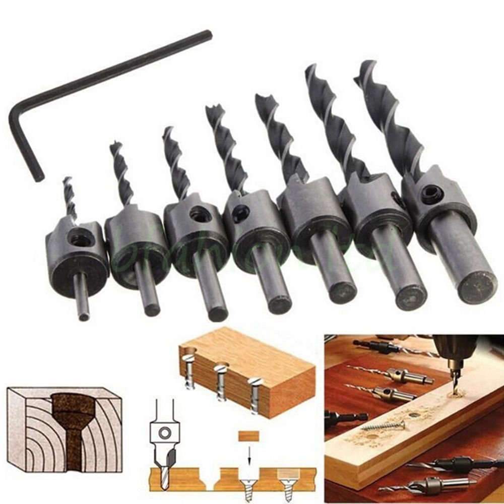 7pcs 3-10mm Countersink Drill Bit Set Woodworking