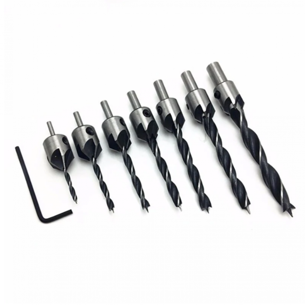 7pcs 3-10mm Countersink Drill Bit Set Woodworking