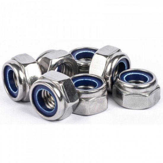 Ecrous freins hexagonaux inox M5 Ecrous freins hexagonaux inox M5