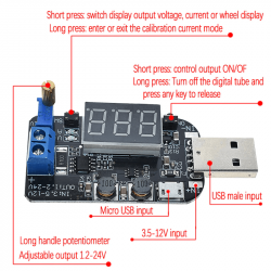Régulateur de tension réglable Buck-Boost, Micro USB 5V à 3.3V 9V 12V 18V 24V Régulateur de tension réglable Buck-Boost, Micro USB 5V à 3.3V 9V 12V 18V 24V