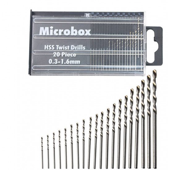 20pcs micro-forets de 0,3 à 1,6 mm