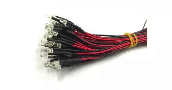 Lot De 10 LEDs Infrarouges (IR) 5mm Pré-câblées 12V - Longueur 20cm (8 Pouces), 850nm