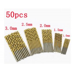 HSS Jeu de forets en acier haute vitesse 1 / 1.5 / 2 / 2.5 / 3mm (  10pcsde chaque , total 50pcs)  HSS Jeu de forets en acier haute vitesse 1 / 1.5 / 2 / 2.5 / 3mm (  10pcsde chaque , total 50pcs)