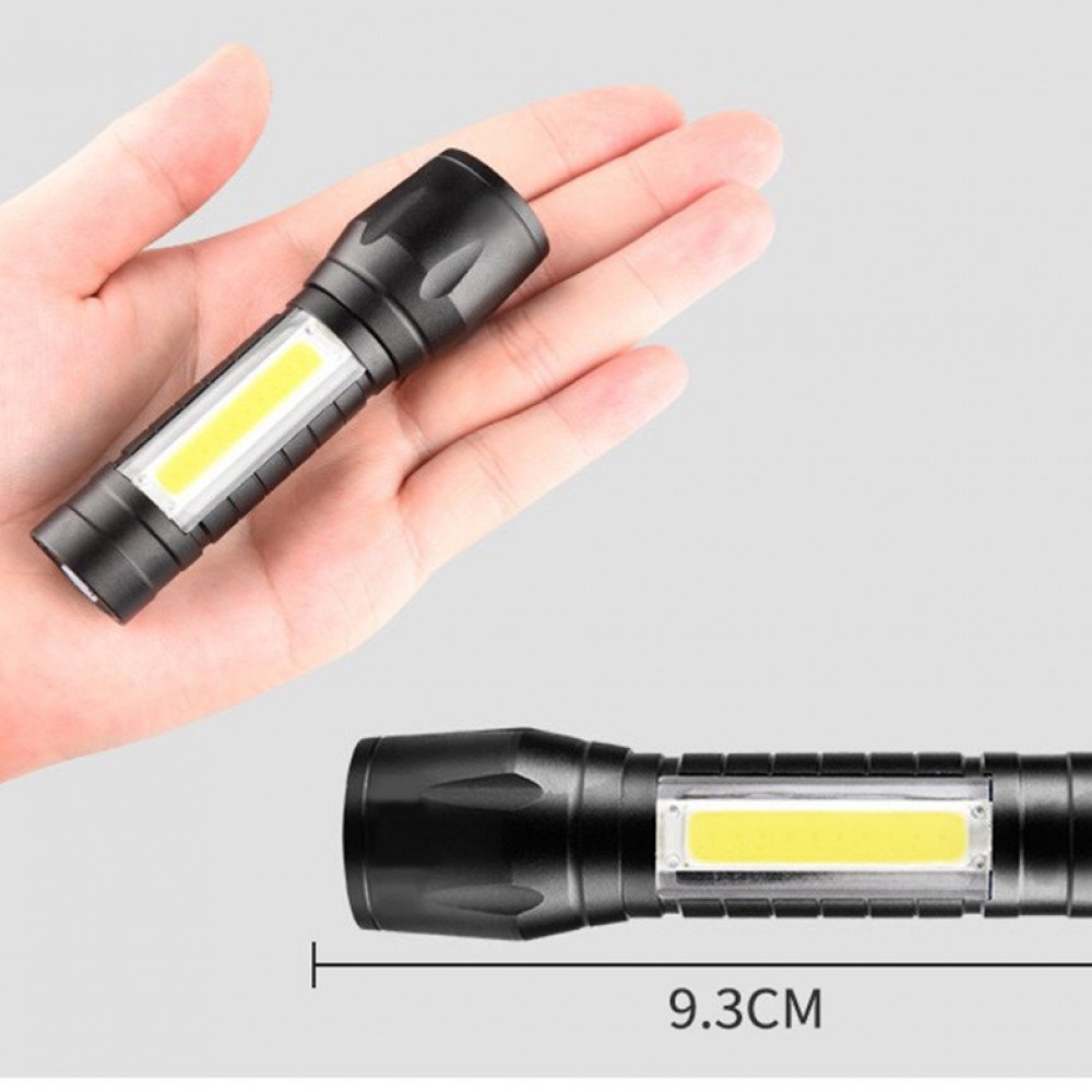 USB Rechargeable Mini LED Flashlight 3 Lighting Mode COB + XPE Zoom Torch Waterproof