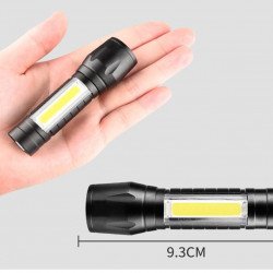 Mini torche Portable Rechargeable USB 3, Mode d'éclairage COB + XPE, Zoom, étanche Mini torche Portable Rechargeable USB 3, Mode d'éclairage COB + XPE, Zoom, étanche