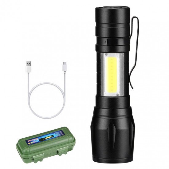 Mini torche Portable Rechargeable USB 3, Mode d'éclairage COB + XPE, Zoom, étanche