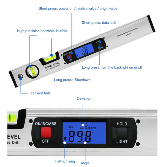 Inclinomètre niveau électronique 360 degrés 400mm