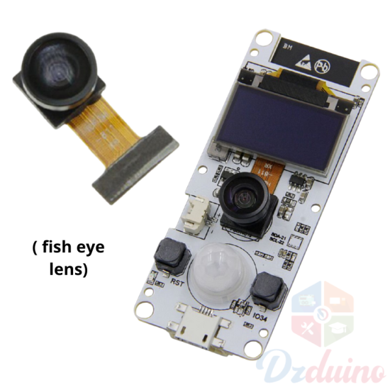 Module de caméra TTGO T-Camera ESP32 WROVER et PSRAM Module de caméra ESP32-WROVER-B OV2640 0.96 OLED avec Oeil de poisson lentille