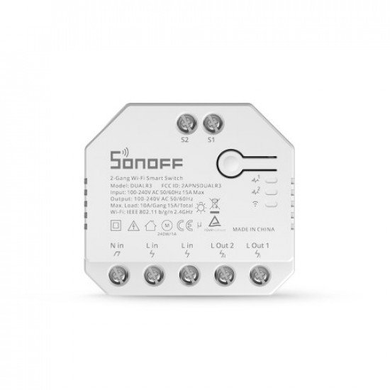 Commutateur de relais intelligent WiFi Sonoff Dual (R3) à 2 gangs avec capteur de puissance