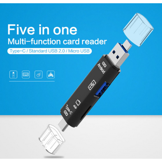 5 en 1 TF Lecteur de carte mémoire USB 3.0 Type C / USB / Micro USB SD OTG Adaptateur