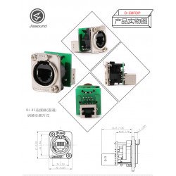 Connecteur pour montage sur panneau, Type D, D-E8FDP, Ethercon RJ45  Connecteur pour montage sur panneau, Type D, D-E8FDP, Ethercon RJ45