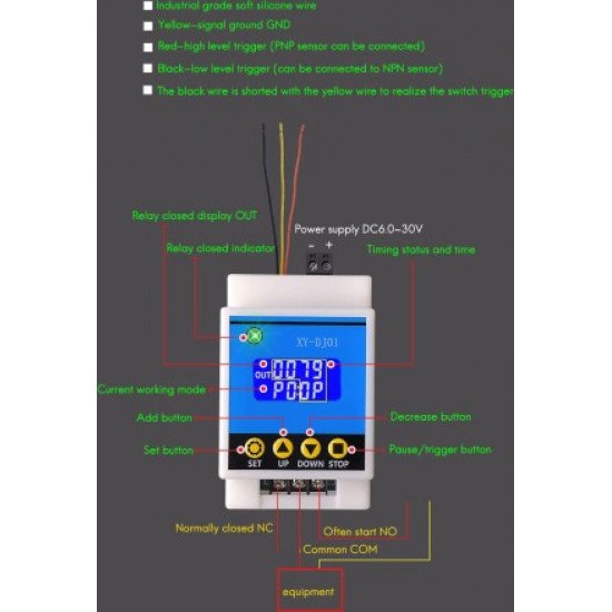 XY-DJ01 Module de relais unidirectionnel à affichage numérique DC6-30V