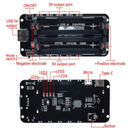 1X18650 Bouclier de batterie au lithium V3