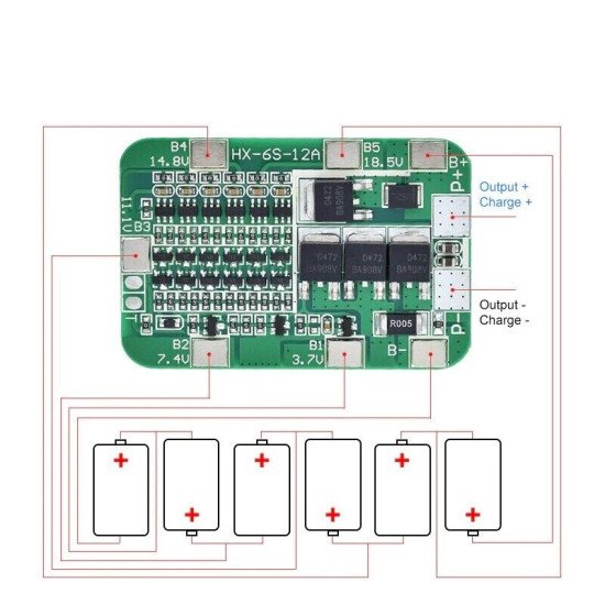 BMS Carte de protection HX-6S-12A 