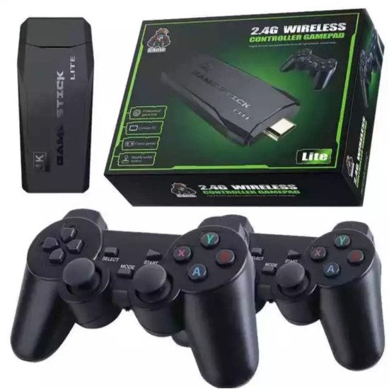 Manette de jeu sans fil 2.4G Game-Pad TV Stick de jeu vidéo (4K Ultra HD Game Stick, Noir)