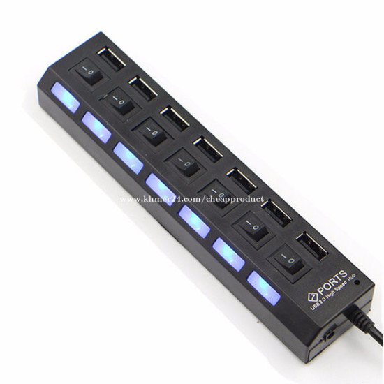 Hub USB 3.0 haute vitesse 7 ports + interrupteur marche/arrêt