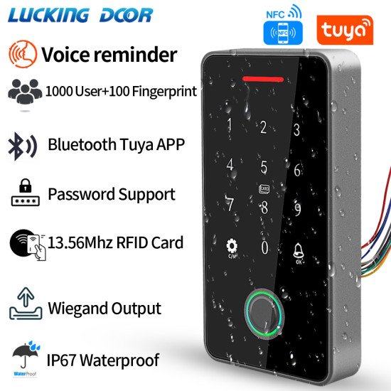  clavier de contrôle d'accès étanche Bluetooth, RFID 13.56Mhz, Tuya APP
