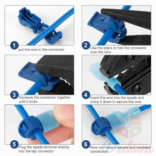 Bornes électriques t-tap, connecteurs de câble, verrouillage à épissure rapide, sertissage de fil, 120 pièces