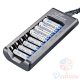 Chargeur USB intelligent à 8 emplacements pour batterie Li-ion AA/AAA 1,2 V