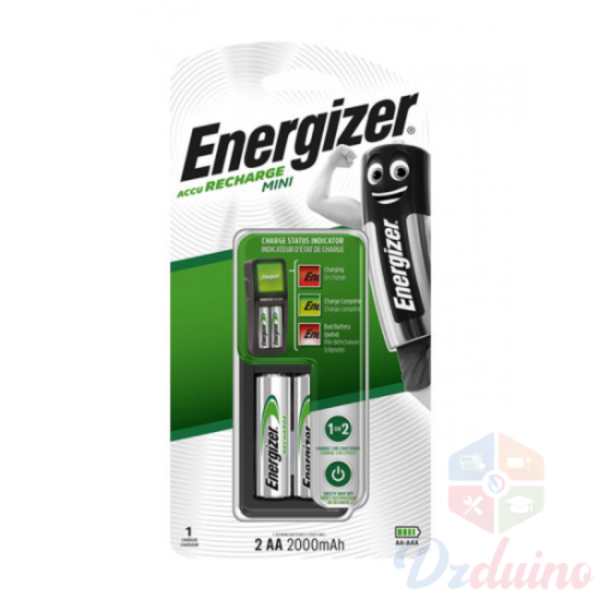 Chargeur Energizer Mini AA avec 2 piles rechargeables AA NiMH 2000 mah