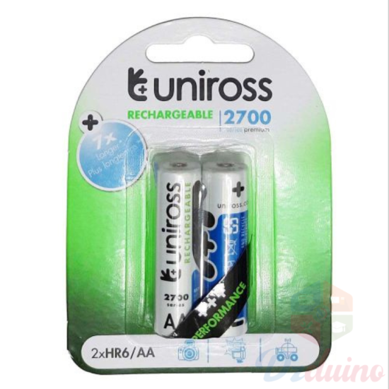 Batterie rechargeable Uniross 2 * Aa série 2700 Premium 2700Mah HR6 R6 Ni-MH 1.2V