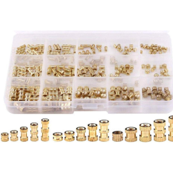 Kit d'assortiment d'ecrou en laiton moleté M2 M3 M4 Femalle 250pcs Kit d'assortiment d'ecrou en laiton moleté M2 M3 M4 Femalle 250pcs