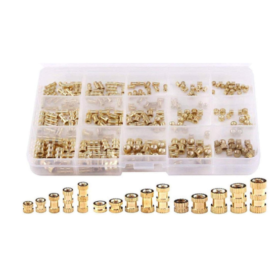 Kit d'assortiment d'ecrou en laiton moleté M2 M3 M4 Femalle 250pcs