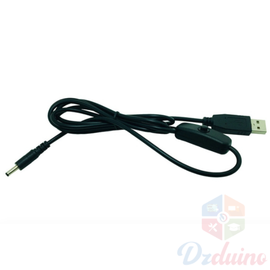 Câble USB vers DC 5521 noir 120cm avec bouton