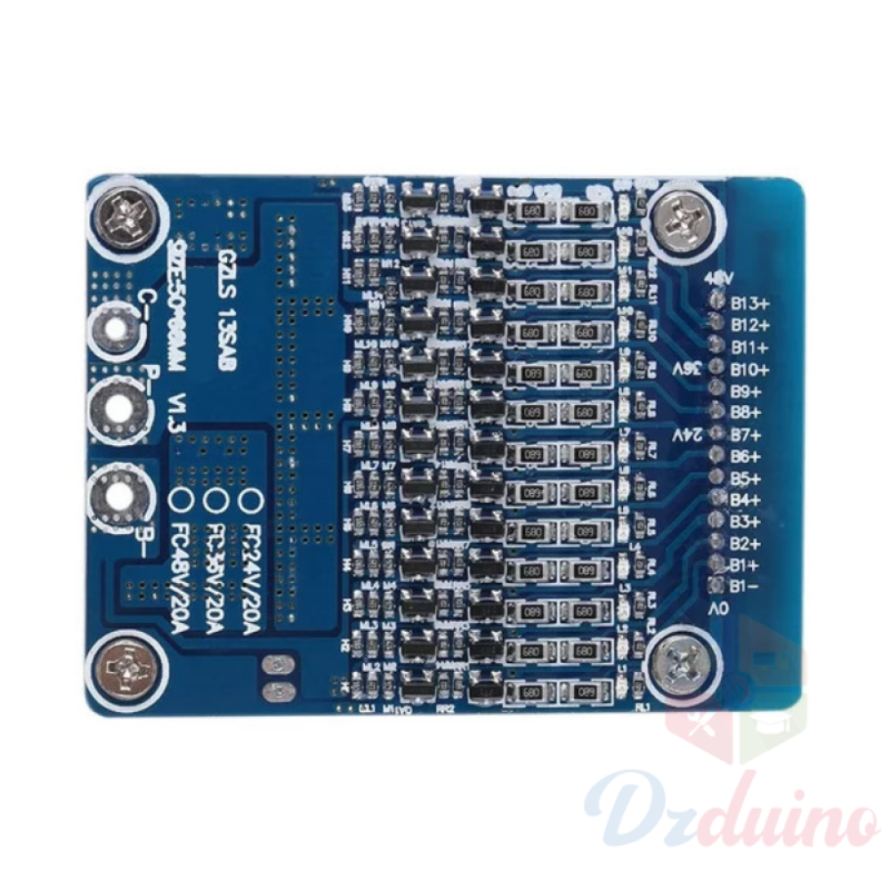 20A 18650 Battery Protection BMS PCB Board Balance 13S 48V